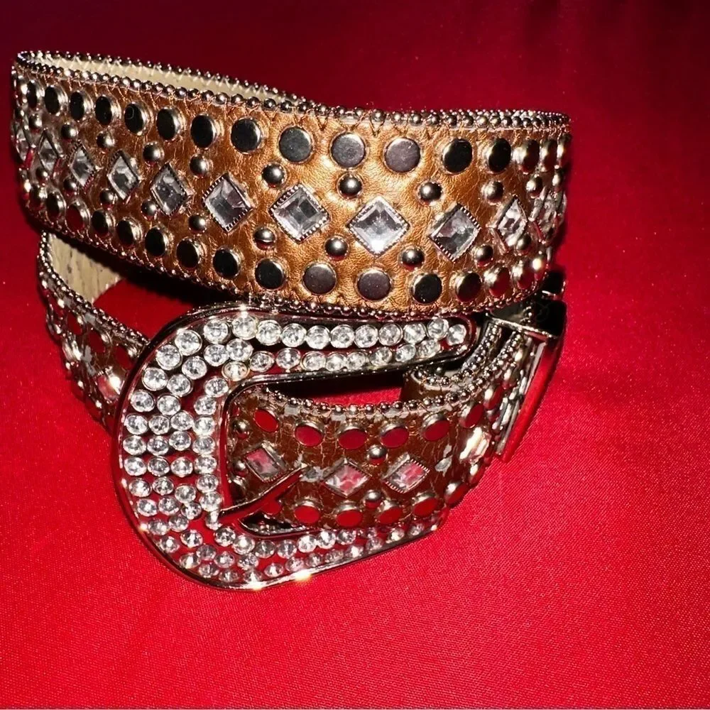 Leather bling belt size s